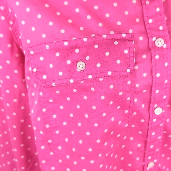Lauren Ralph Lauren Pink Polka Dot Button Down Top (Size: 1X) - Picture 3 of 12